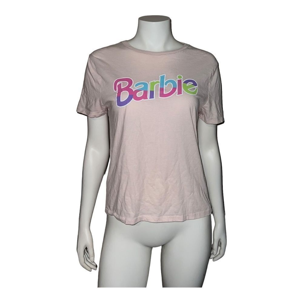Barbie Girls Pink T-Shirt Logo Short Sleeve Graphic T-Shirt XL 14 EUC
